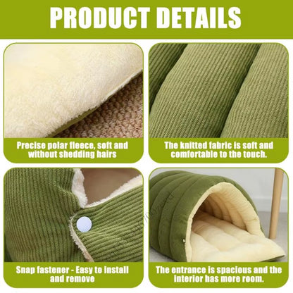 Washable Enclosed Cats House with Removable Cover Soft Plush Bed for Anxiety Relief Antislip Base Indoor Pet Furniture P9YB