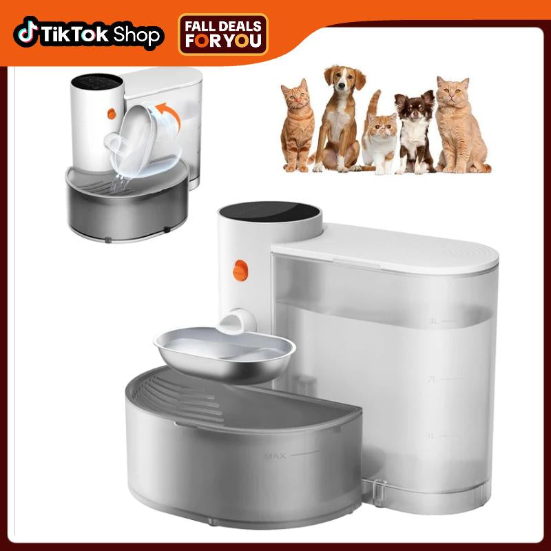 Acyacy Automatic Wireless Pet Water Fountain, Stainless Steel Bowl,2025 New Arrival, 3L Large, Rechargeable Feeding Dispenser with Anti-Accidental Touch Mode, No Filter, Cozyvibes Petlife