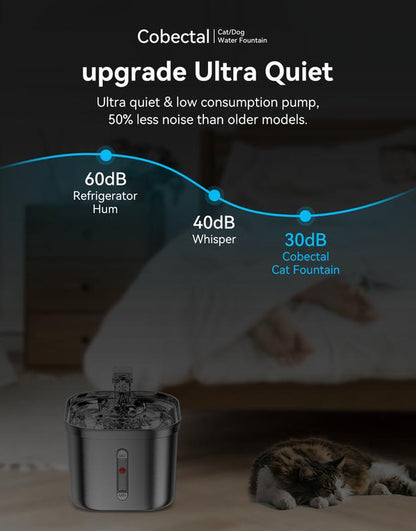 Upgrade Cat Water Fountain Stainless Steel, 74Oz/2.2L Cat Fountain with Multi-Filter, Cat Fountains for Drinking Stainless Steel, No Sputter, Compact, Easy Cleaning, Suit for Pets Dogs Cat