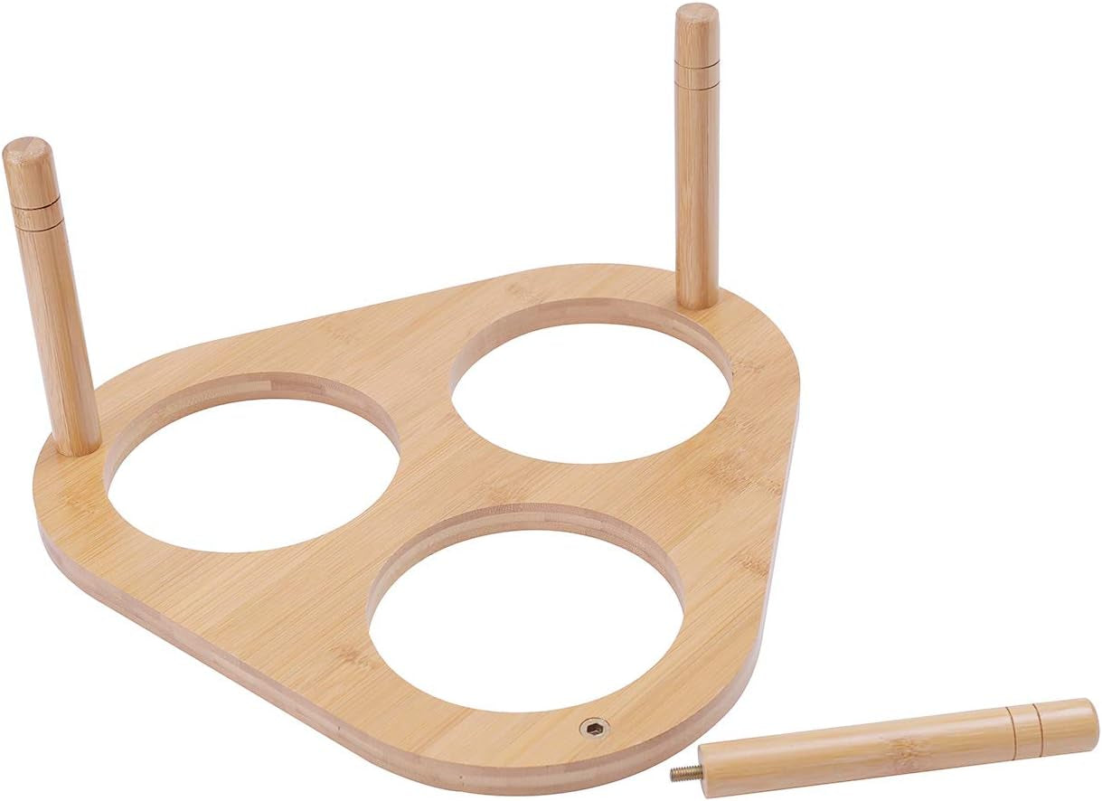 Raised Cat Feeder with Stand, Elevated Bamboo Stand with 3 Ceramic Bowls, anti Slip and Removable Feet