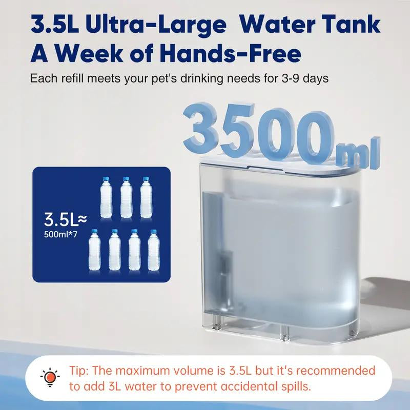 Acyacy Automatic Wireless Pet Water Fountain, Stainless Steel Bowl,2025 New Arrival, 3L Large, Rechargeable Feeding Dispenser with Anti-Accidental Touch Mode, No Filter, Cozyvibes Petlife