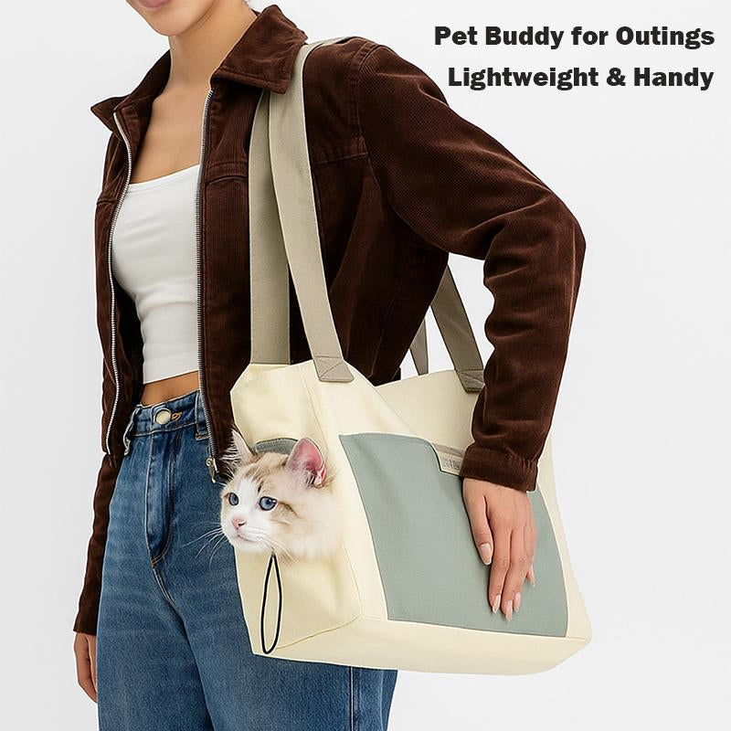 [Hipipet] Cat Bag with Exposed Head, Portable Crossbody, Breathable Canvas Hand-Held Shoulder Bag, Suitable for Small and Medium-Sized Pets, Universal for All Seasons