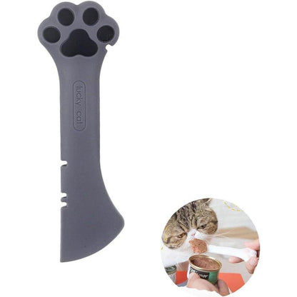 Silicone Pet Food Spoon, Cat Food Can Opener Paw, Wet or Dry Food Short Spoon for Cat Dog with Mini Spatula