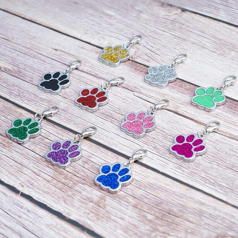 LIVEKEY Personalized Pet Dog Tags Engraved Dog Name Tags Waterproof Glitter Footprint Cat ID Tags