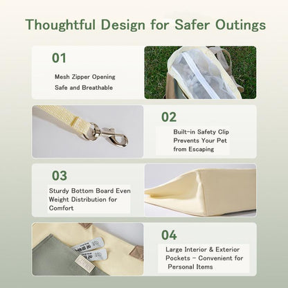 [Hipipet] Cat Bag with Exposed Head, Portable Crossbody, Breathable Canvas Hand-Held Shoulder Bag, Suitable for Small and Medium-Sized Pets, Universal for All Seasons