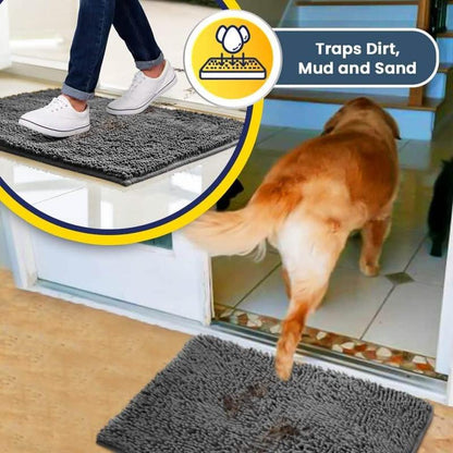 Muddy Mat® Shown on TV – Super Absorbent Microfiber Dog Door Mat for Muddy Paws, Non-Slip Washable Pet Rug, Quick Dry Chenille Entryway Carpet, Machine Washable Indoor Outdoor Mat