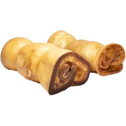 4-6” Peanut Butter Collagen Cheek Rolls (5 Pack) 100% Natural and Extra-Thick - Single-Ingredient - Long-Lasting for Big Dogs and Aggressive Chewers