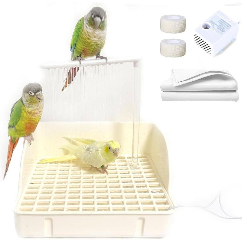 Automatic Parakeet with Pump, Large Shower Fountain Indoor Bathtub with Running Water, Parrot Tub Faucet for Pet , African Grey, Cockatiel, Conure, Budgie, Lovebird Bird Bath