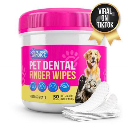 Dr. Paws Choice: Pet Care Finger Wipes for Dental, Ear, and Eye Hygiene. Grooming Cleaner