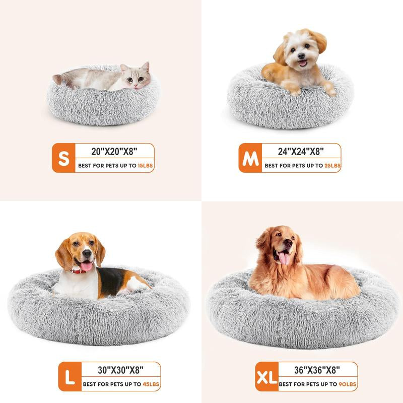 Dog Bed, Washable Comfortable Pet Bed for Medium to Large Dogs, Anti-Slip round Fluffy Plush Faux Fur Dog Bed for Sleeping, Indoor