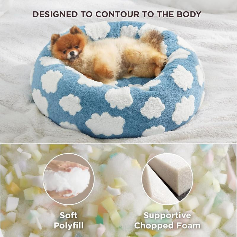 Lesure Warm Donut Bed - Cozy Fluffy Calming Bed for Small/Medium/Large Dogs & Cats, Soft Plush round Pet Bed for Winter Comfort, Washable, Anti-Slip Bottom, Camas Para Perros, Pet Supplies Bedding
