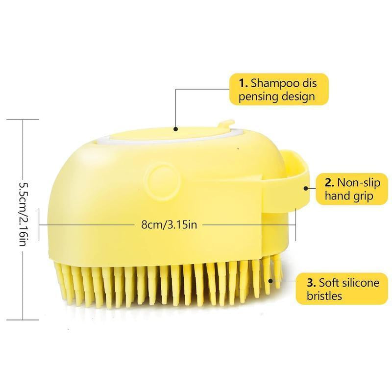 Summer Pet Bath Soap Dispenser Massage Brush with Shampoo Saving Design & Soft Silicone Bristles for Effortless Cleaning and Enhanced Massage Experience