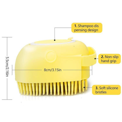 Summer Pet Bath Soap Dispenser Massage Brush with Shampoo Saving Design & Soft Silicone Bristles for Effortless Cleaning and Enhanced Massage Experience