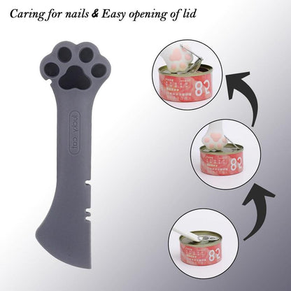Silicone Pet Food Spoon, Cat Food Can Opener Paw, Wet or Dry Food Short Spoon for Cat Dog with Mini Spatula