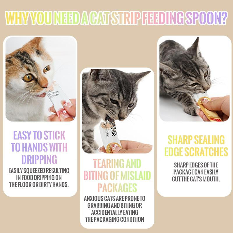 4Pcs Cat Treat Squeeze Spoon Multifunctional Dispenser for for Wet Food, Licky Treats & Puree Tubes, Easy Feeding and Storage with with Extra Long Handle Design, Cat Accessories