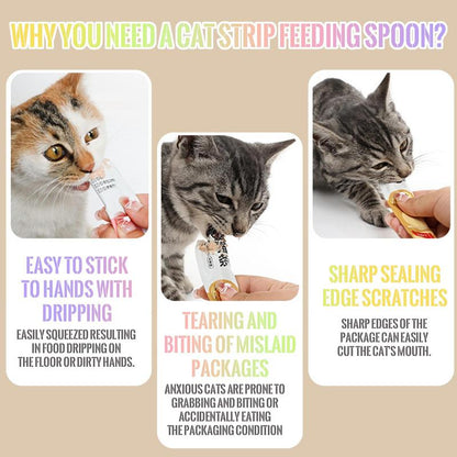 4Pcs Cat Treat Squeeze Spoon Multifunctional Dispenser for for Wet Food, Licky Treats & Puree Tubes, Easy Feeding and Storage with with Extra Long Handle Design, Cat Accessories