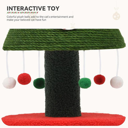 YITAHOME Cat Scratching Post with Cat House for Indoor Kitten, 32" Small Cat Tree Tower with Large Sisal, Cute Hanging Ball, Green Sisal Cat Scratcher
