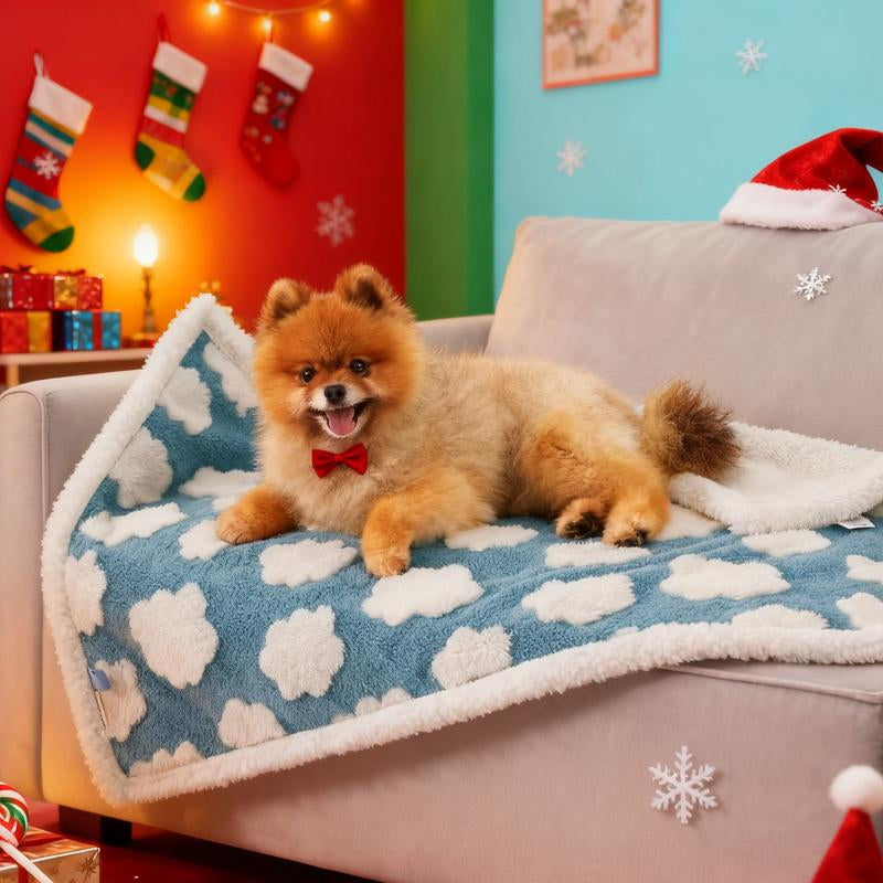 Lesure Waterproof Pet Blanket for Dogs & Cats - Cozy Winter Dual-Sided Jacquard Shag & Sherpa Fleece, 3D Textured Cloud Pattern, Machine Washable, Durable & Portable for Cold Weather Comfort, Soft Couch Protector & Bed Mat