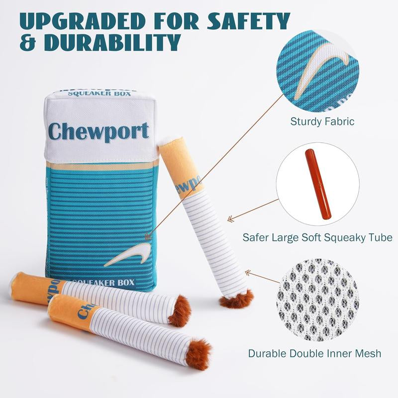 Nocciola 3 Pack Chewport Refreshing Dog Squeaky Toys with a Box, Interactive Plush Toys for Small Medium Dogs Pitbull Husky Frenchie, Share a Puff with Pup