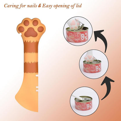 Silicone Pet Food Spoon, Cat Food Can Opener Paw, Wet or Dry Food Short Spoon for Cat Dog with Mini Spatula