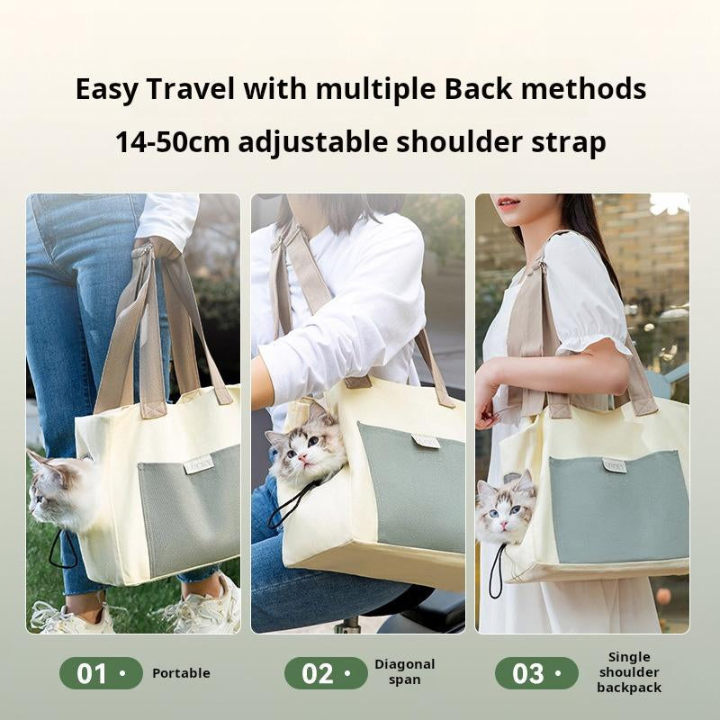 [Hipipet] Cat Bag with Exposed Head, Portable Crossbody, Breathable Canvas Hand-Held Shoulder Bag, Suitable for Small and Medium-Sized Pets, Universal for All Seasons