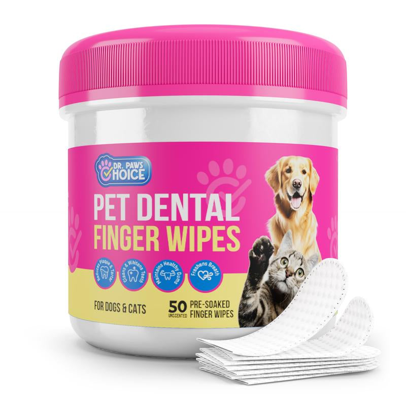 Dr. Paws Choice: Pet Care Finger Wipes for Dental, Ear, and Eye Hygiene. Grooming Cleaner