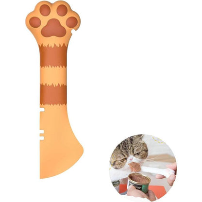 Silicone Pet Food Spoon, Cat Food Can Opener Paw, Wet or Dry Food Short Spoon for Cat Dog with Mini Spatula