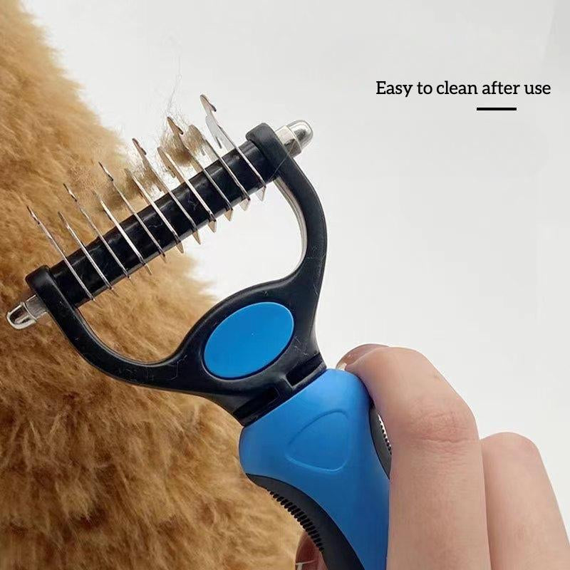 2-Pack Deshedding and Dematting Brush for Dogs and Cats with Long and Thick Hair, Dual Sided, round Blades for Safety - Stainless Steel, Color May Vary