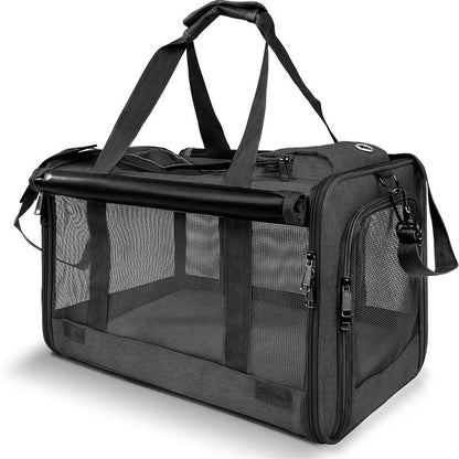 Soft-Sided Pet Carrier for Cats & Small Dogs, Foldable & Breathable Mesh Travel Bag with Secure Zippers & Privacy Flaps for Vet, Car, and Air Travel.