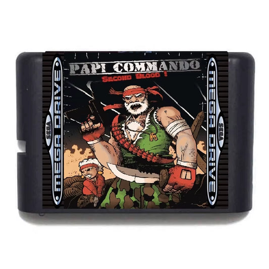 Papi Commando: Second Blood 16BIT MD Game Card for Mega Drive Full Version