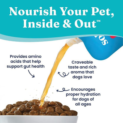 Solid Gold Bone Broth Beef Topper for Dogs - Nutrient-Rich Flavor with Turmeric for Picky Eaters - Made in USA - 12 Pouches