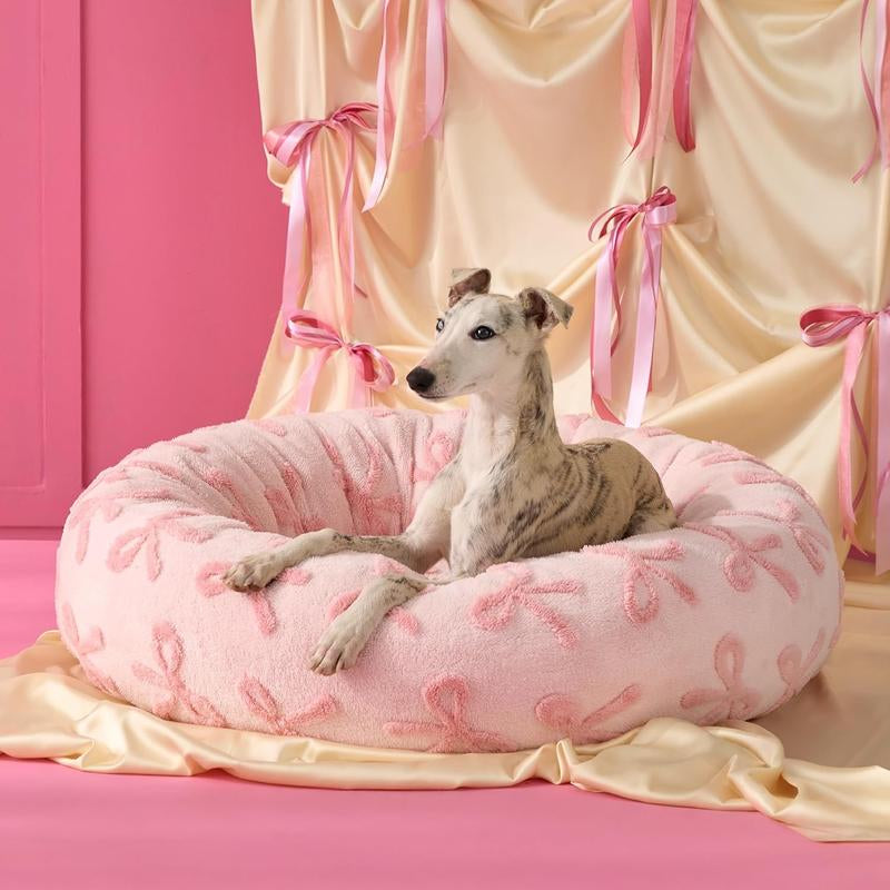 Lesure Warm Donut Bed - Cozy Fluffy Calming Bed for Small/Medium/Large Dogs & Cats, Soft Plush round Pet Bed for Winter Comfort, Washable, Anti-Slip Bottom, Camas Para Perros, Pet Supplies Bedding