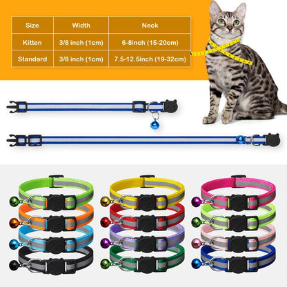 14 Pack Breakaway Cat Collars with Bells,Reflective Safety Kitten Collar,Ideal for Girl Cats Boy Cats,With Name Tag,Adjustable,Pet Supplies,Accessories