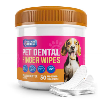 Dr. Paws Choice: Pet Care Finger Wipes for Dental, Ear, and Eye Hygiene. Grooming Cleaner