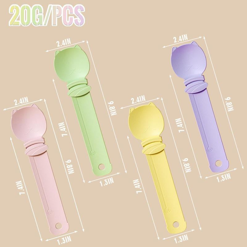 4Pcs Cat Treat Squeeze Spoon Multifunctional Dispenser for for Wet Food, Licky Treats & Puree Tubes, Easy Feeding and Storage with with Extra Long Handle Design, Cat Accessories