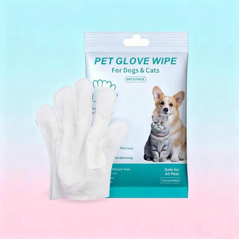 Pet Glove Wipes: Rinse-Free, Hypoallergenic Formula for Daily Cleaning of Cats and Dogs, Suitable for Daily Care & On-The-Go Use – a Must-Have for Household Pets Grooming Products Cleaner