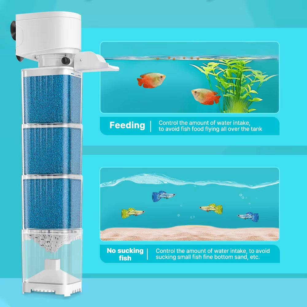 Aquarium Filter Pump Fish Tank Submersible Silent Air Oxygen Aerator Internal Water Pump Aquarium Air Pump Wave Maker 220V