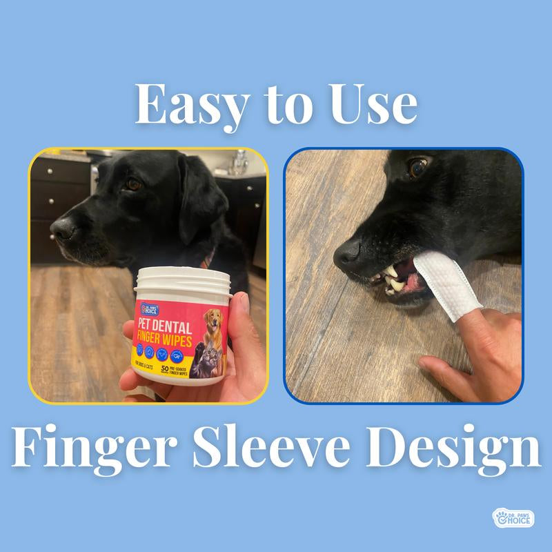 Dr. Paws Choice: Pet Care Finger Wipes for Dental, Ear, and Eye Hygiene. Grooming Cleaner