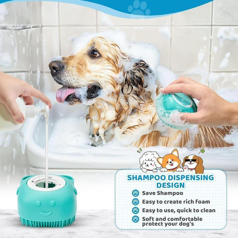 Summer Pet Bath Soap Dispenser Massage Brush with Shampoo Saving Design & Soft Silicone Bristles for Effortless Cleaning and Enhanced Massage Experience