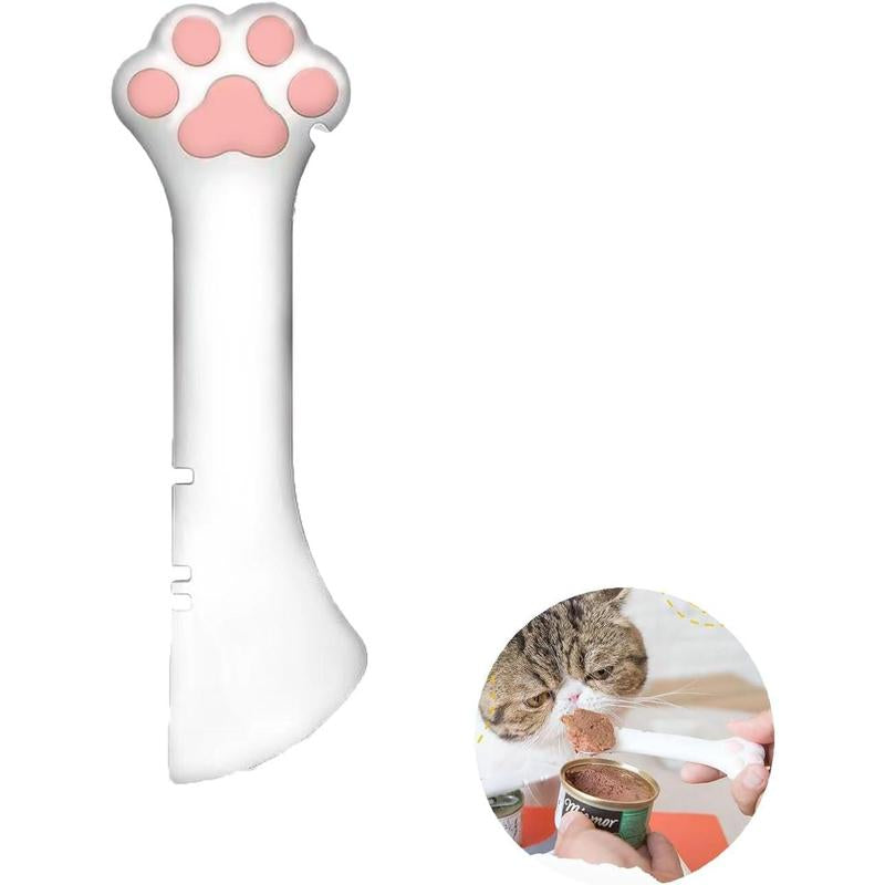 Silicone Pet Food Spoon, Cat Food Can Opener Paw, Wet or Dry Food Short Spoon for Cat Dog with Mini Spatula