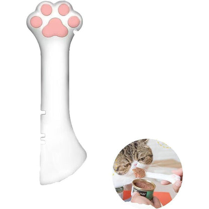 Silicone Pet Food Spoon, Cat Food Can Opener Paw, Wet or Dry Food Short Spoon for Cat Dog with Mini Spatula